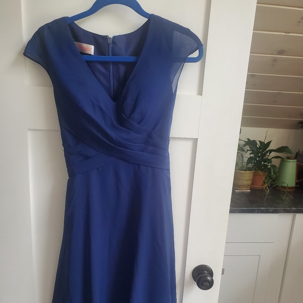 JJ's House Navy Blue Chiffon Formal Knee Length Dress